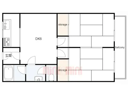カネコビルII(2DK/3階)の間取り写真