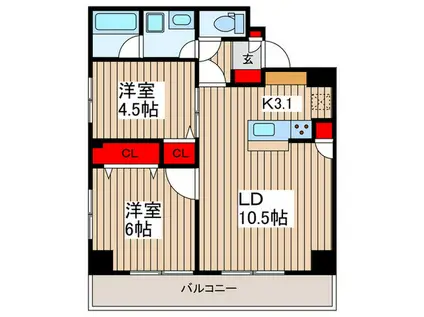 パークキューブ本所吾妻橋(2LDK/4階)の間取り写真