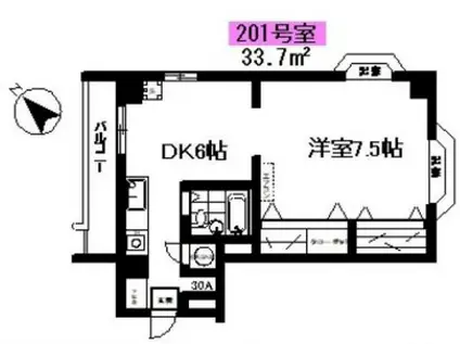 カサビアンカ松濤(1DK/2階)の間取り写真