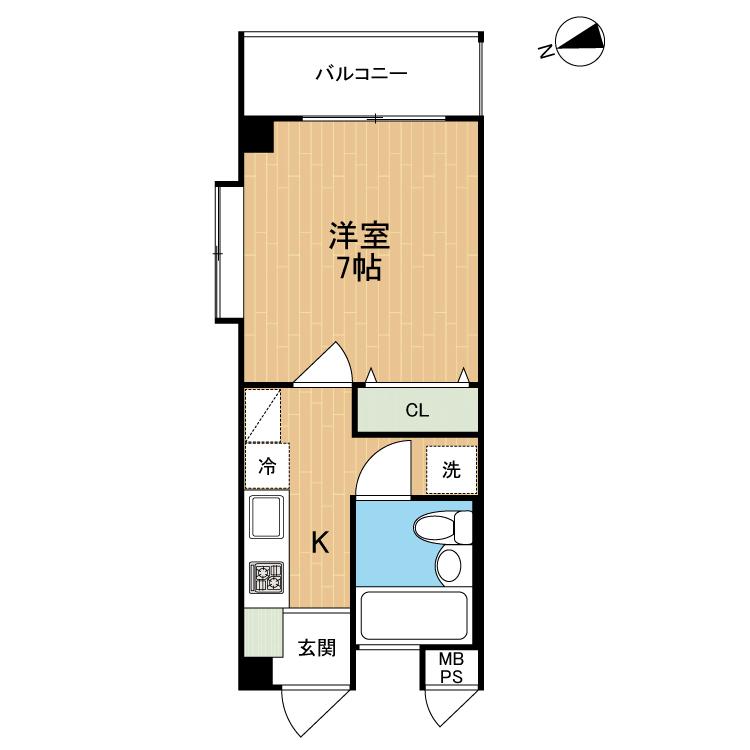 ハイツ憩(1K/4階)の間取り写真