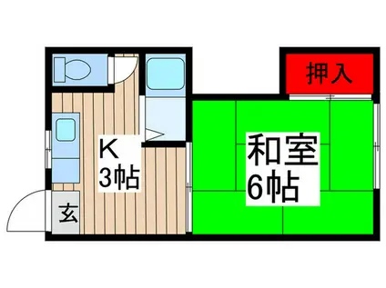 第2柳荘(1K/2階)の間取り写真