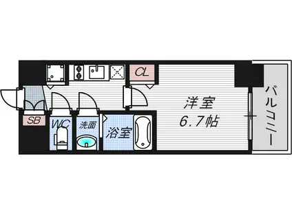 プレサンス塚本グランゲート(1K/7階)の間取り写真