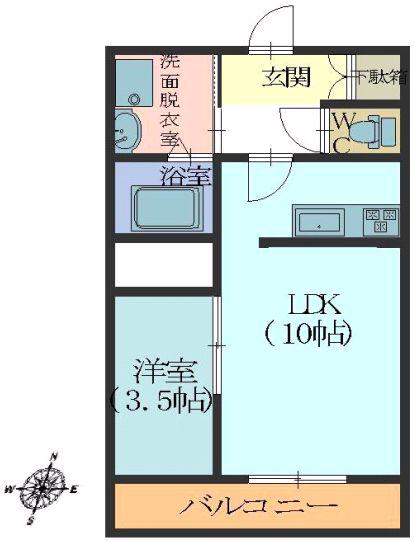 パリエ・アヴェニュー(1LDK/2階)の間取り写真