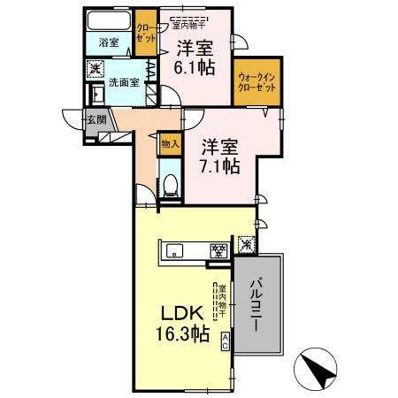 グランフィールド・イオ(2LDK/3階)の間取り写真