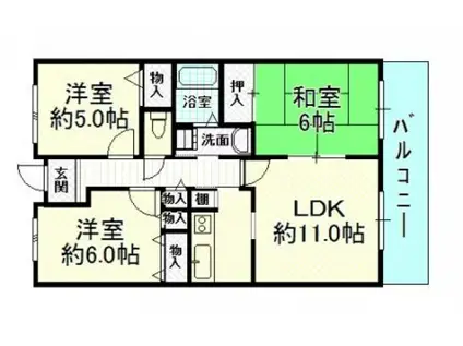 アンジェリーク高尾(3LDK/4階)の間取り写真