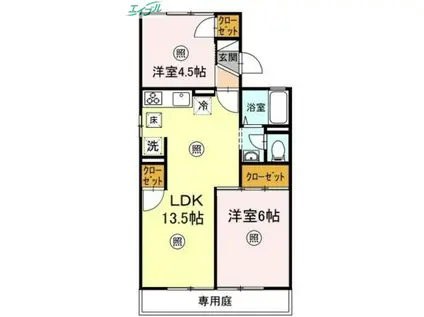 エステート芳泉 I(2LDK/1階)の間取り写真