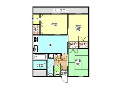 スカイハイツ南(3DK/1階)の間取り写真