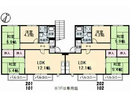 フジハイム(3LDK/2階)の間取り写真