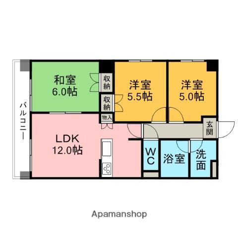 サンコートAOKI(3LDK/3階)の間取り写真