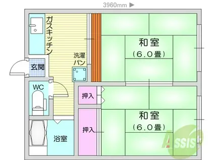 コーポまいん(2K/2階)の間取り写真