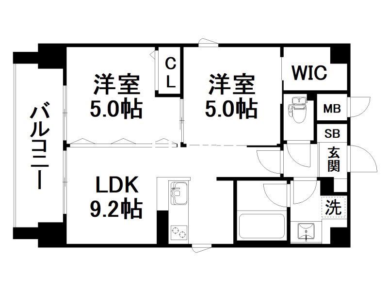 ロイヤルステイツ御所南(2LDK/6階)の間取り写真
