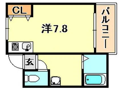 荒田ミヤビハイツ(ワンルーム/1階)の間取り写真