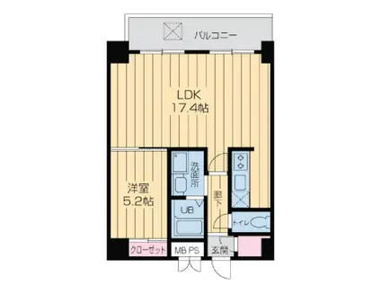 KDXレジデンス難波(1LDK/9階)の間取り写真