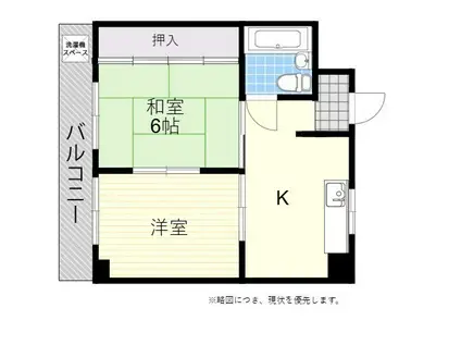 コーポ長岡(2DK/3階)の間取り写真