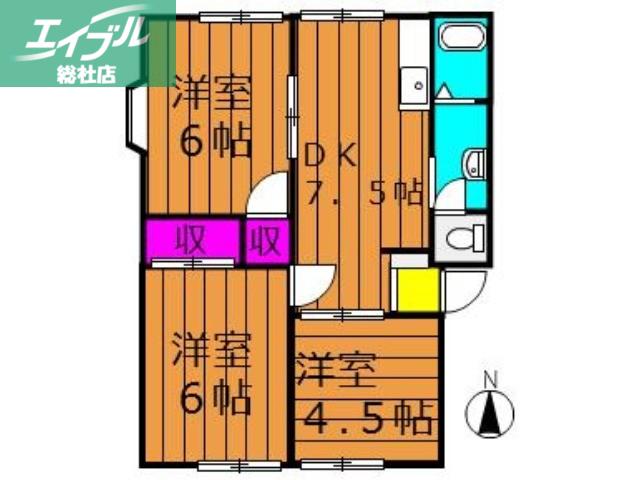 サンタウンコーラルB棟(3DK/1階)の間取り写真