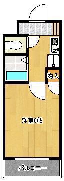 ロイヤルシャトー桃園(1K/6階)の間取り写真