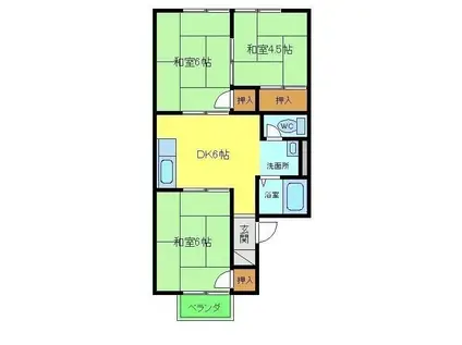 シャトードイワネO号館(3DK/1階)の間取り写真