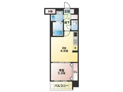 スプランディット難波サウス(1DK/2階)の間取り写真