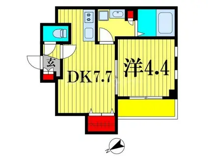 ステイビルII(1DK/7階)の間取り写真