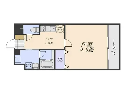 アンフィニ河原町(1K/6階)の間取り写真