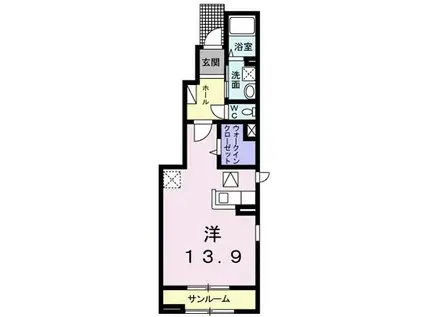 ランドネIII(ワンルーム/1階)の間取り写真