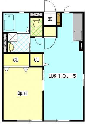 サンライズ(1LDK/1階)の間取り写真