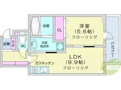 ラ・フォンテ立町(1LDK/2階)の間取り写真