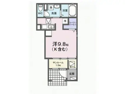 グラ―ヴェ御幸(ワンルーム/1階)の間取り写真