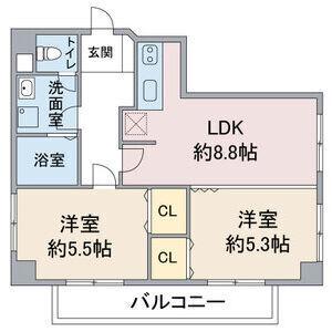 WISTERIA社台L・H(2LDK/3階)の間取り写真