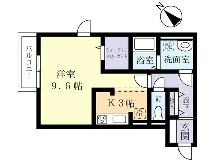 センチュリオン(1K/1階)の間取り写真