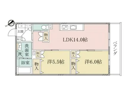 ヘーベルヴィレッジ橋本グランビレッジ橋本(2LDK/1階)の間取り写真
