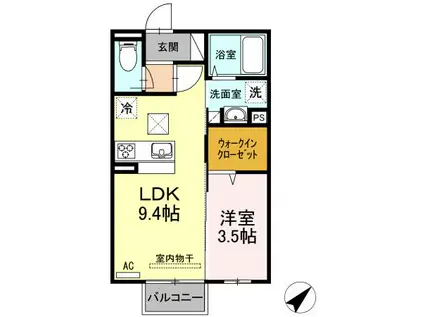 コンフォルト山口東京理科大薬学部前(1LDK/2階)の間取り写真