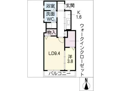 メティエ(1LDK/1階)の間取り写真