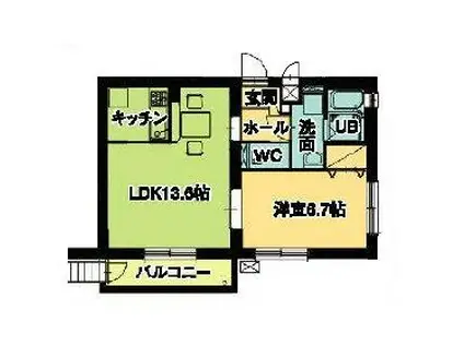 ミ・カーサ・デ・青柳(1LDK/3階)の間取り写真