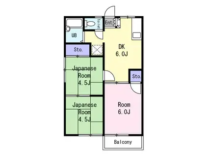 コーポエツコⅠ(3DK/2階)の間取り写真