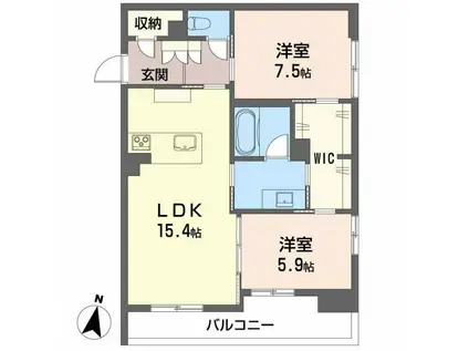 LUANA KAMISUGI(2LDK/3階)の間取り写真