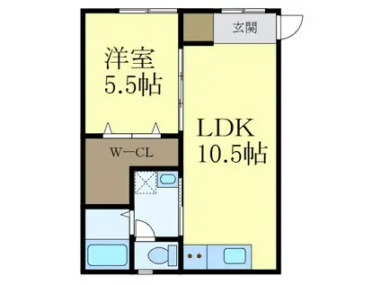 TJ鳴神2(1LDK/2階)の間取り写真