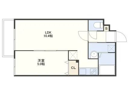 シーアンドスター喜々津(1LDK/5階)の間取り写真