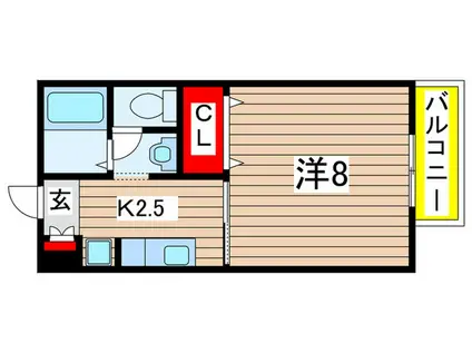 フィオーレ千城台(1K/1階)の間取り写真