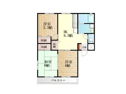 ソフィア名東(3DK/1階)の間取り写真