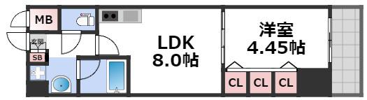 アーデン四ツ橋プライマリーワン(1LDK/3階)の間取り写真