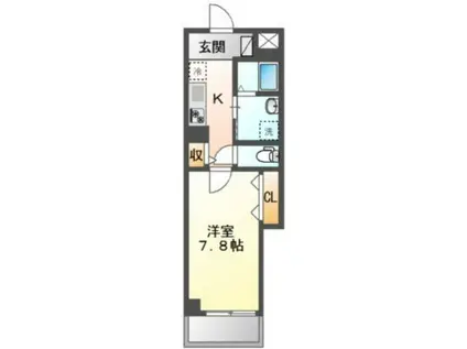 ラソス・ケイ(1K/3階)の間取り写真