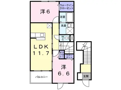 オルテンシア(2LDK/2階)の間取り写真
