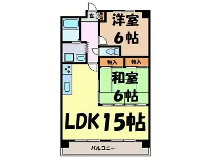 鶴陽明ハイツ(2LDK/2階)の間取り写真