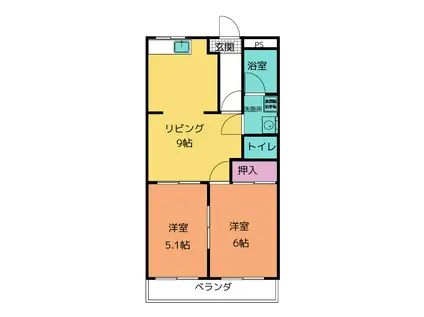 メモリーヒルズ(2LDK/1階)の間取り写真