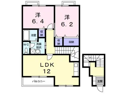 ファミールウツベ II(2LDK/2階)の間取り写真