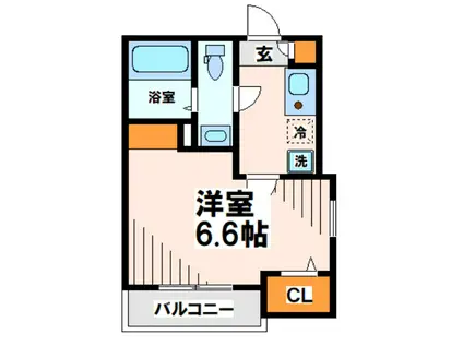 MELDIA稲城II(1K/2階)の間取り写真