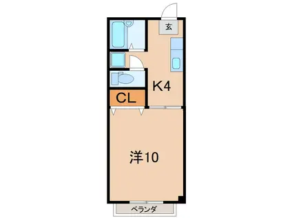 メゾン東浜(1K/2階)の間取り写真