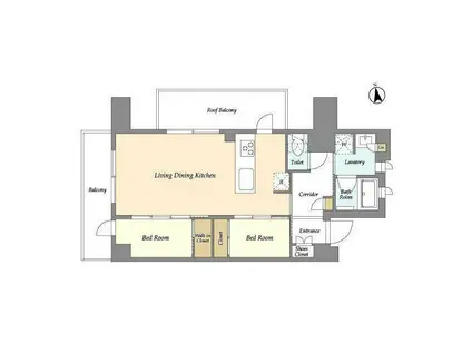 アイフラット品川戸越パークサイド(2LDK/7階)の間取り写真