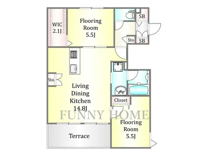 若林1丁目メゾン(2LDK/1階)の間取り写真